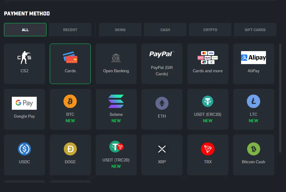 CSGORoll Deposit methods