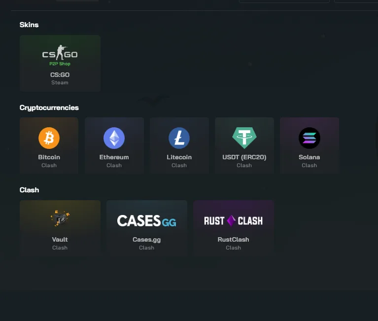 Clash.gg Withdrawal methods