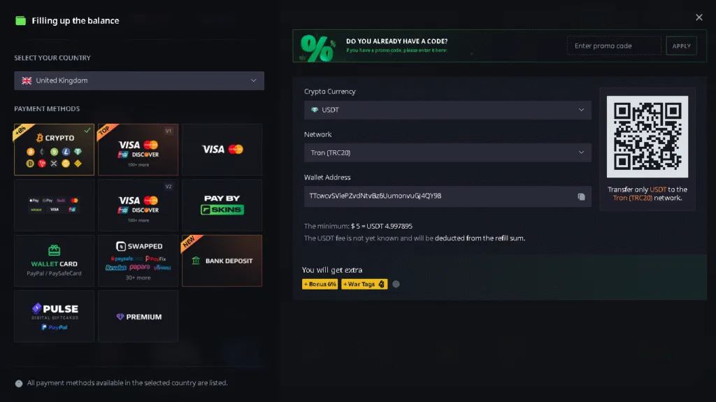 Hellcase deposit methods page