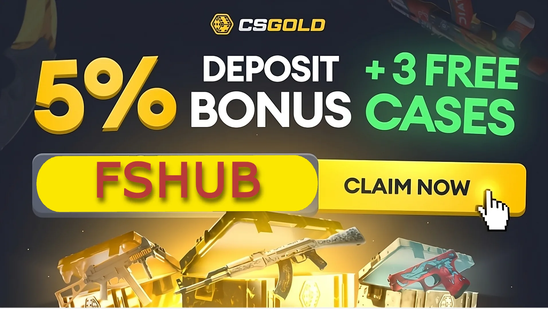 CSGOLD promo code bonus : 3 FREE CASES + 5% Deposit bonus.CSGOLD REVIEW Freeskinshub