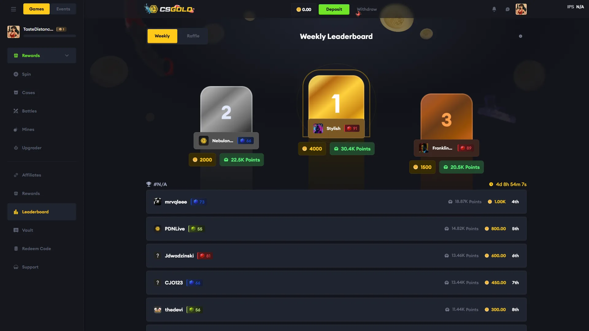 csgold leaderboard feature screenshot