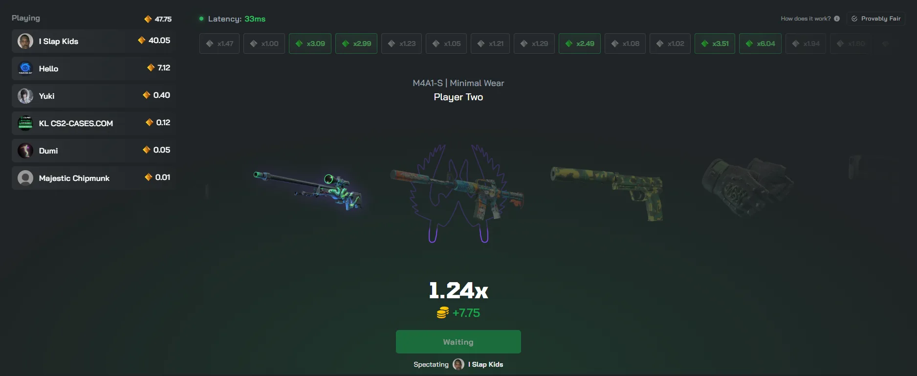 Screenshot of clash.gg crash game mode