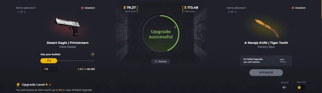 Farmskins Upgrader screeshot showing the game mode