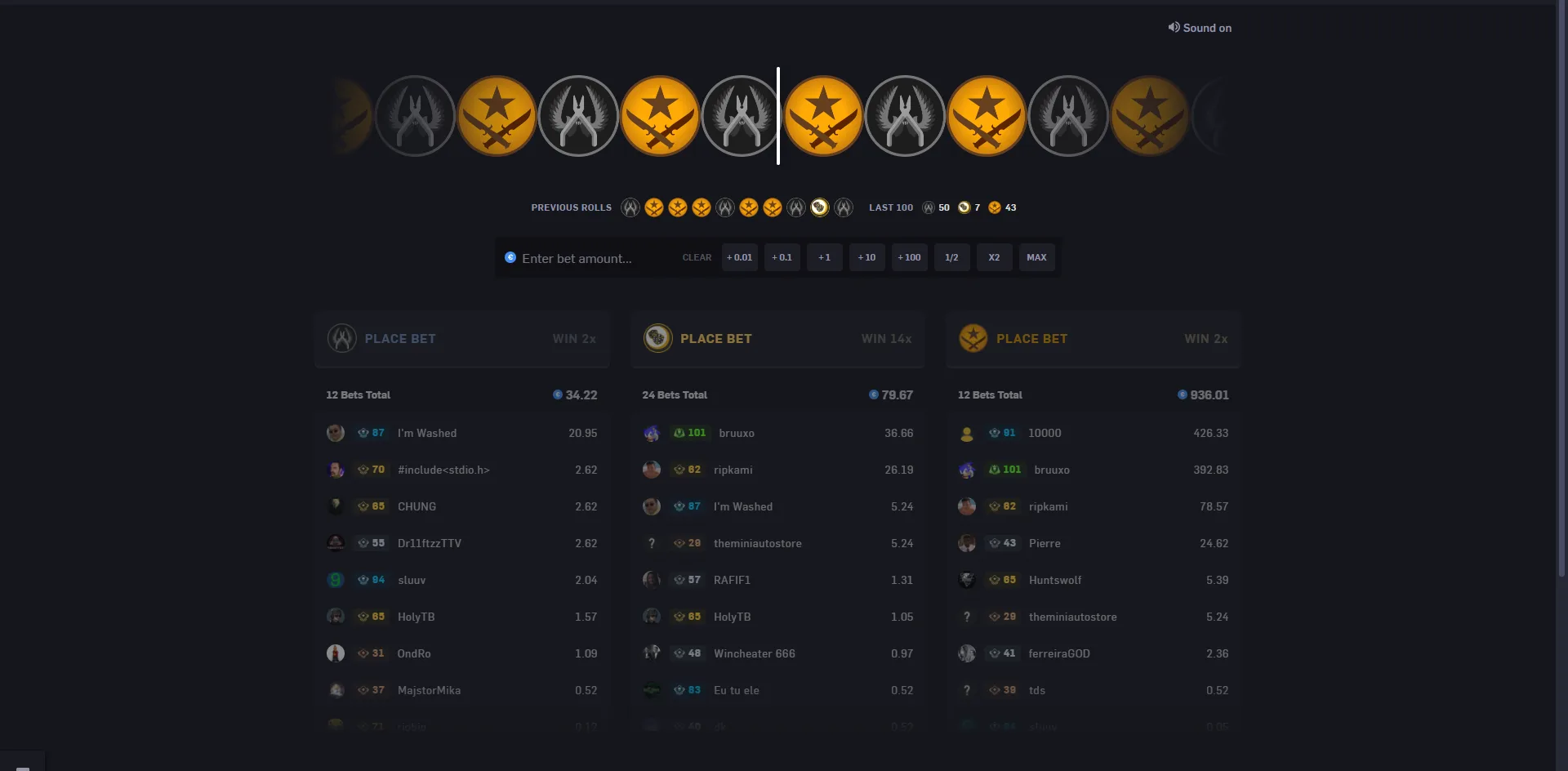 csgoempire roulette game mode screenshot