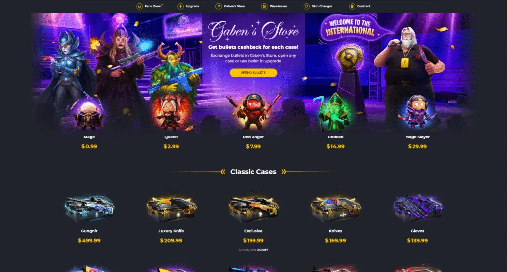 Farmskins case opening game mode