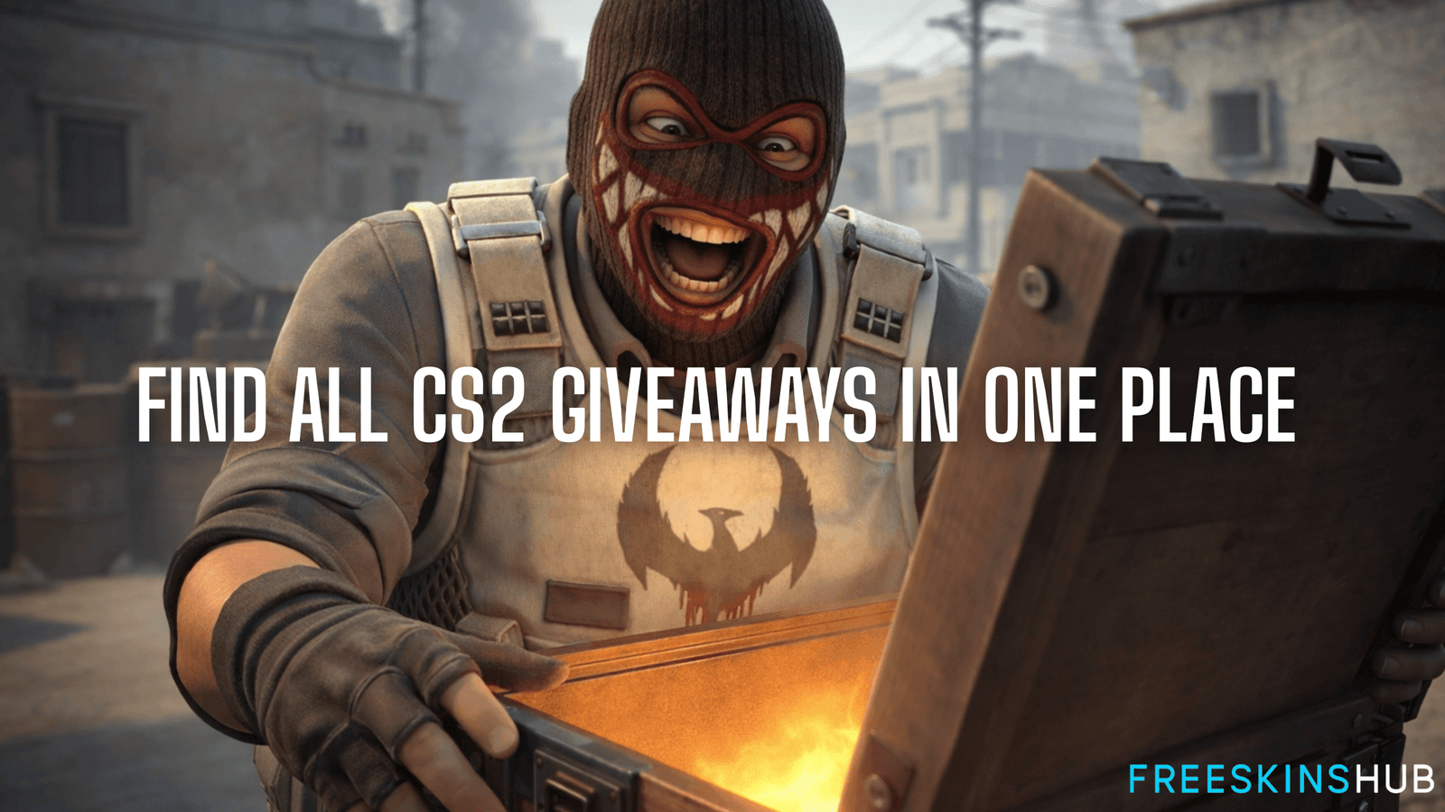 A CS counter terro looking at a case excited on dust2 - Find all cs2 giveaways in one place | FreeSkinsHub