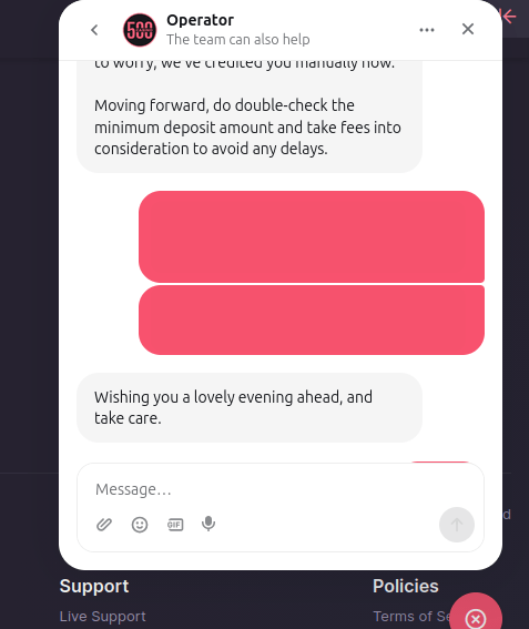 500 casino live chat