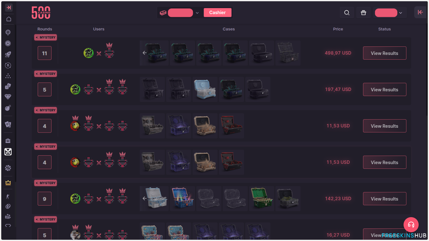 500 Casino CS2 case battles