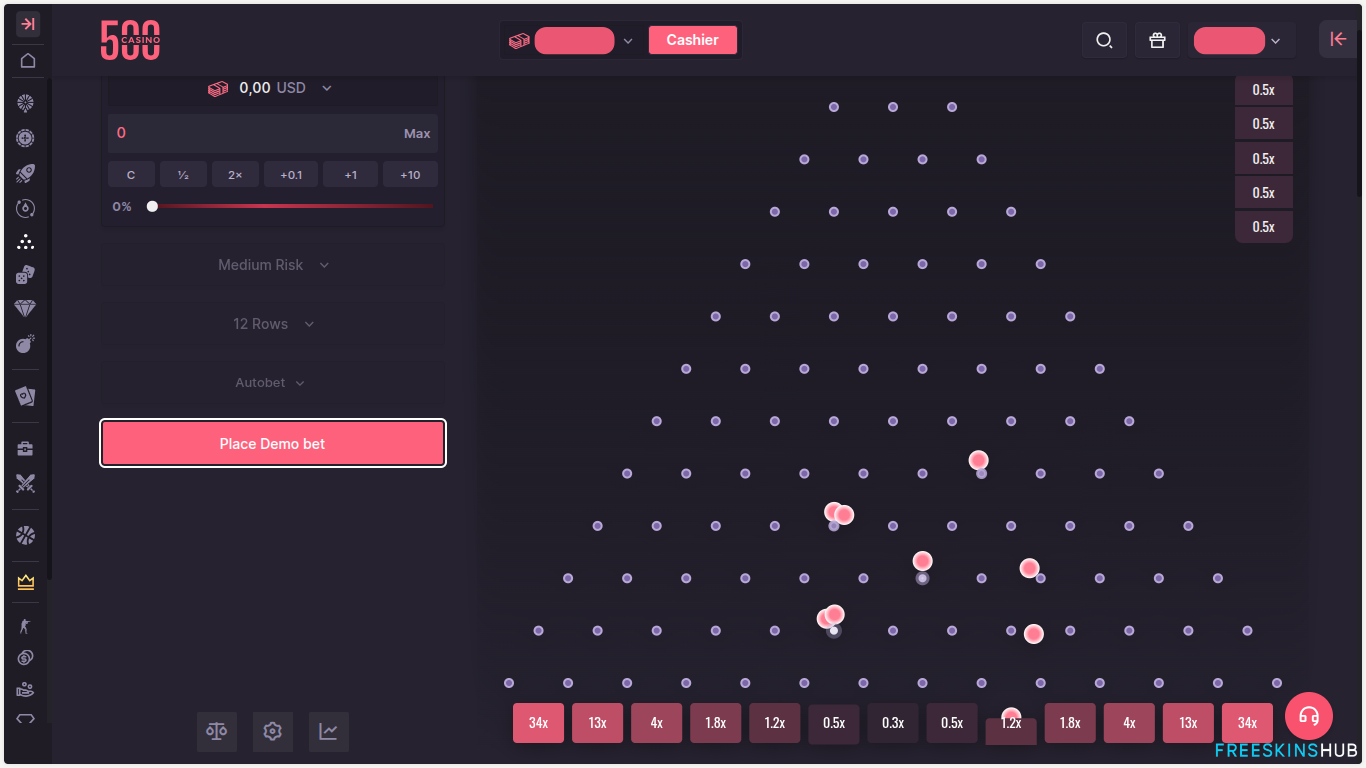 500 Casino Plinko game