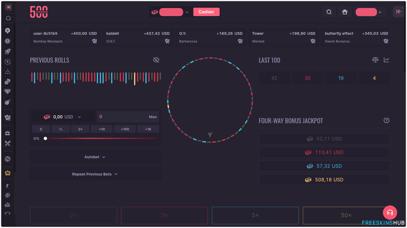 500 Casino wheel of fortune