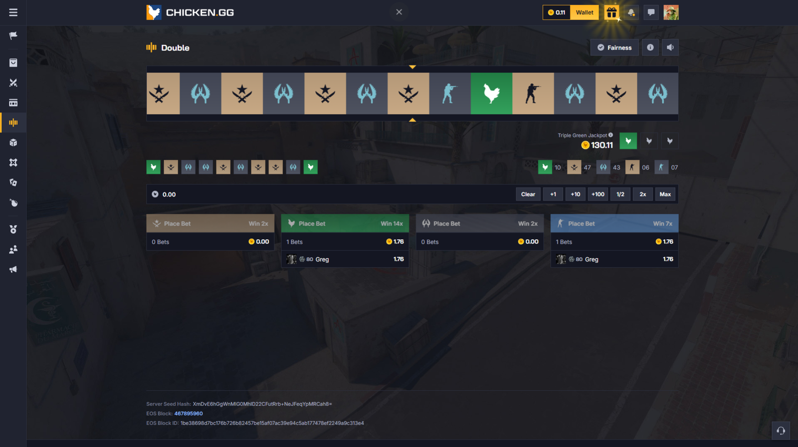 Chicken.gg Roulette game