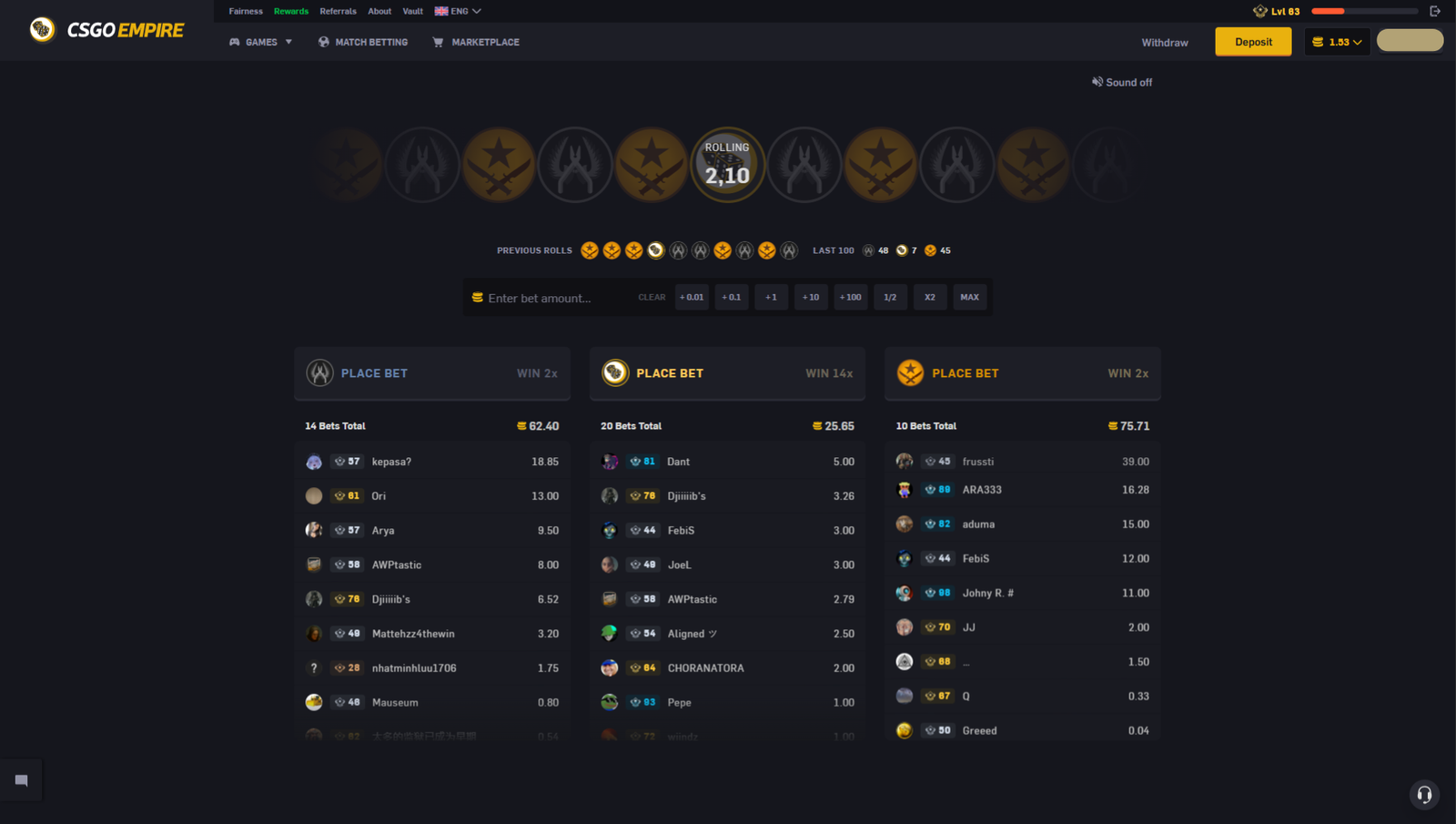 CSGOEmpire homepage
