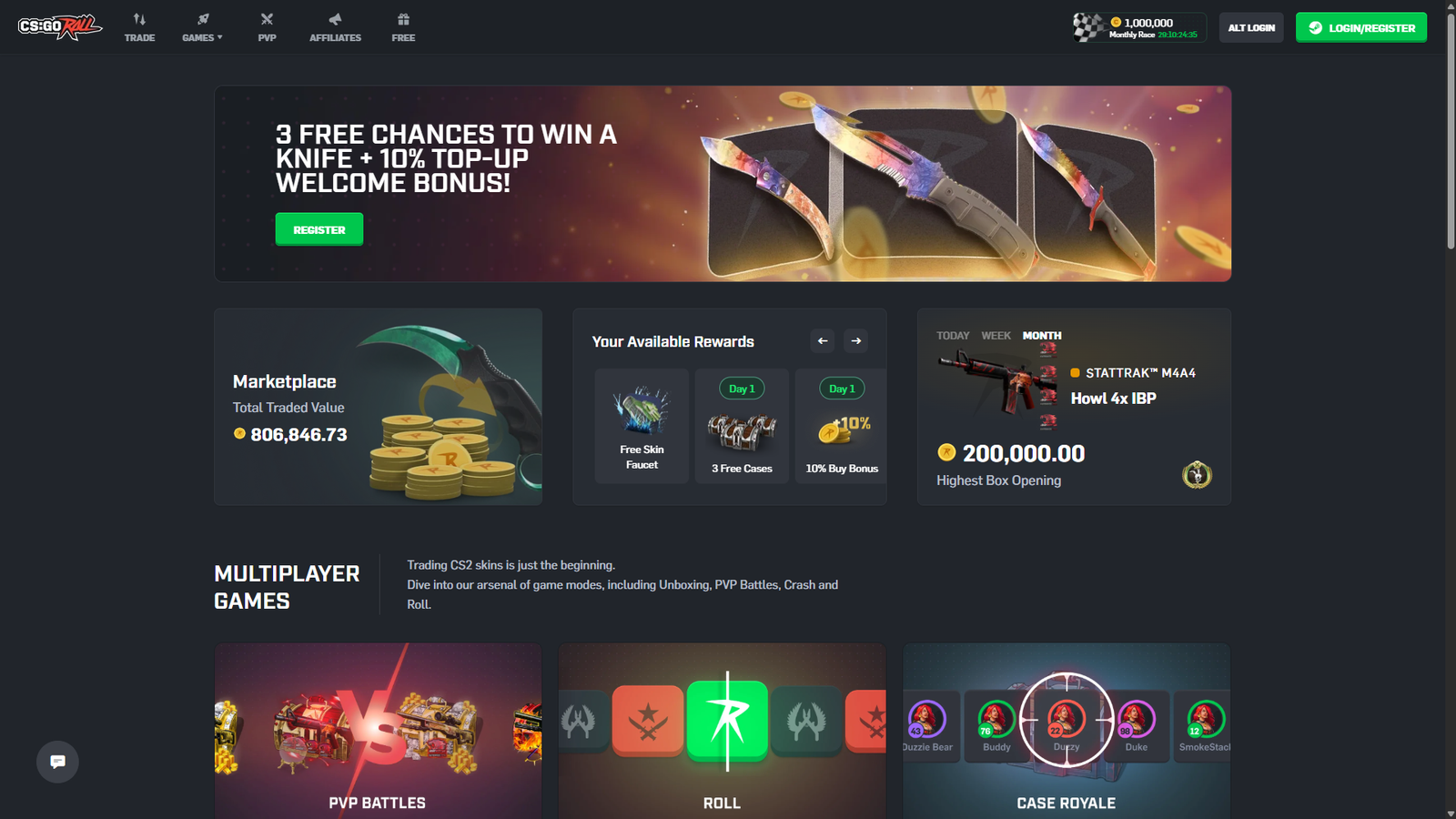 CSGORoll Homepage