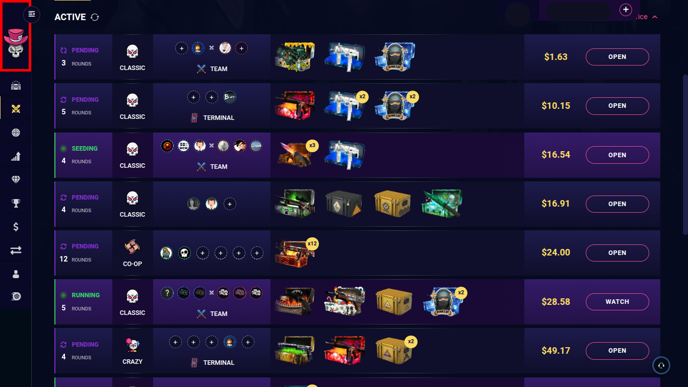 DaddySkins case battles mode