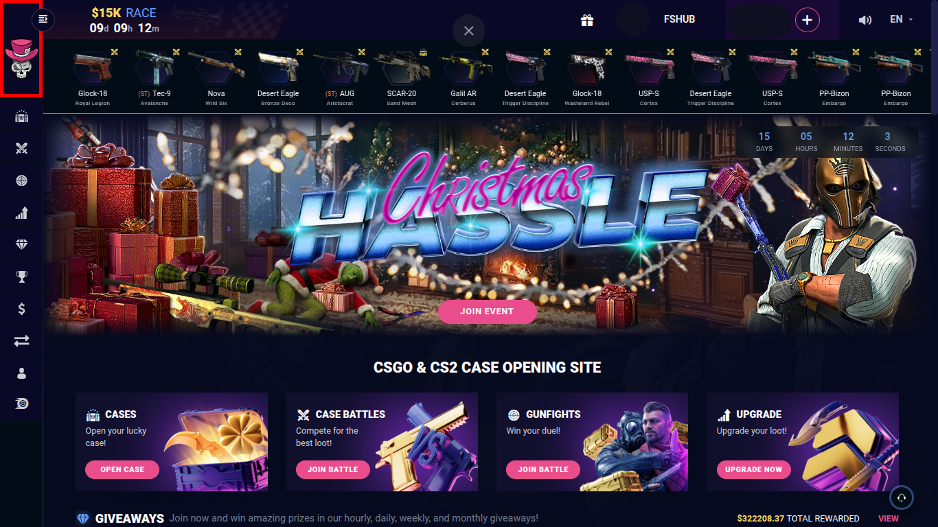 DaddySkins homepage view