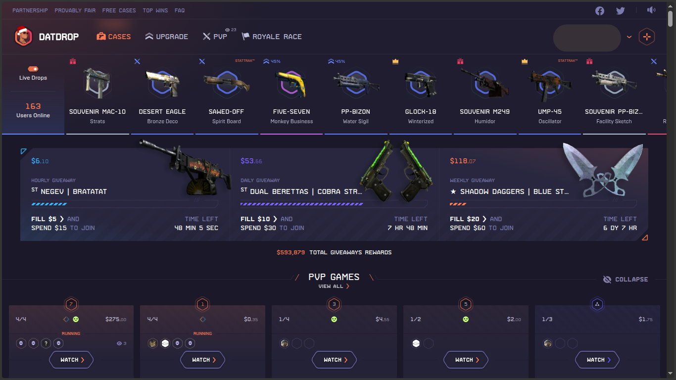 DatDrop homepage view