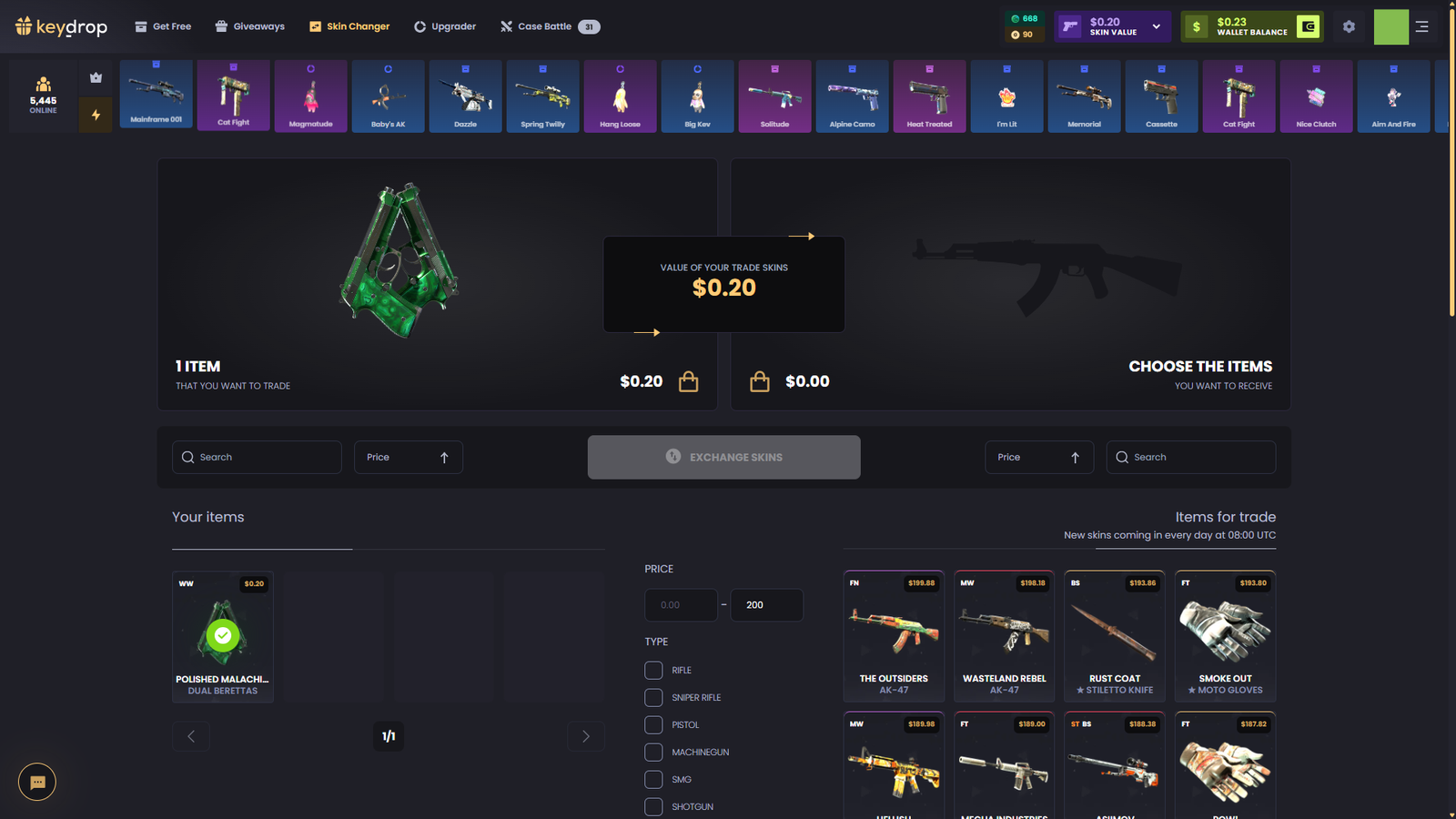 Key-Drop skin changer feature