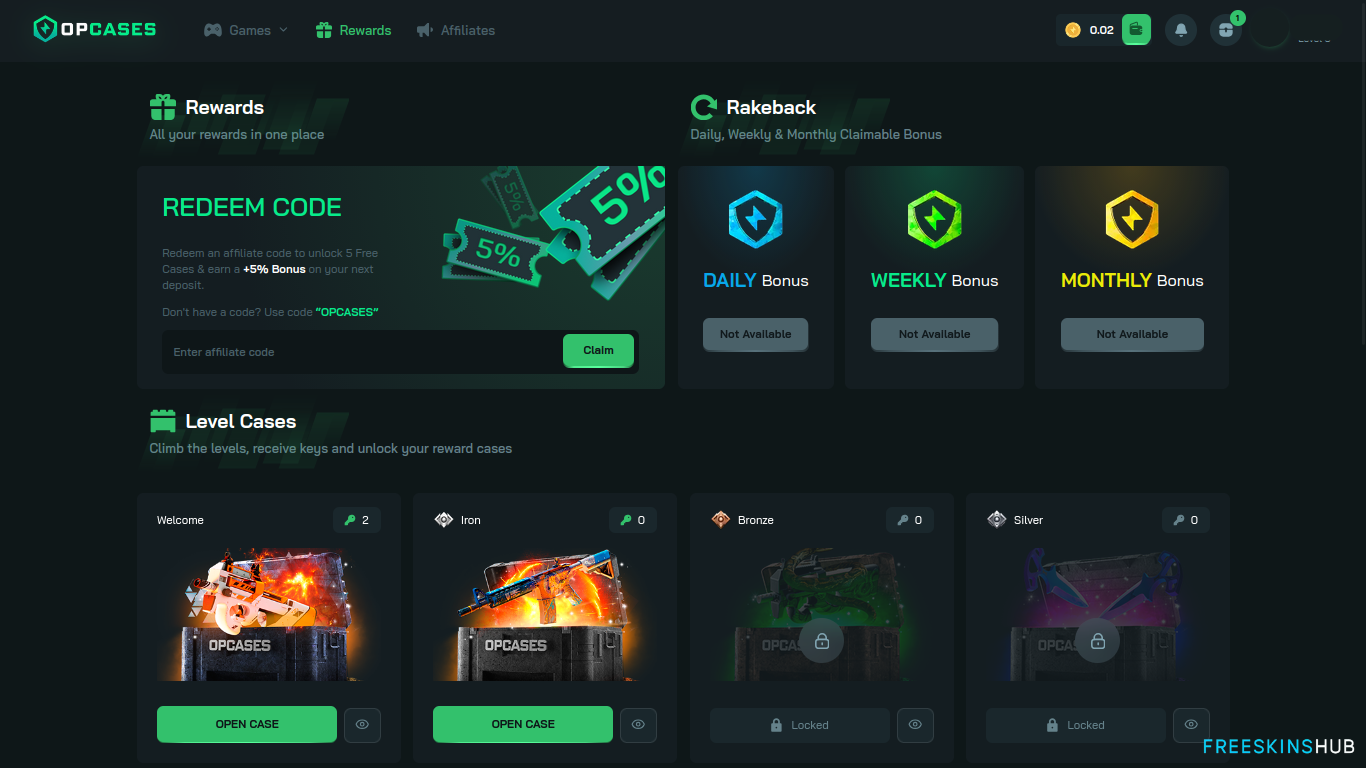 OPCASES upgrader rewards