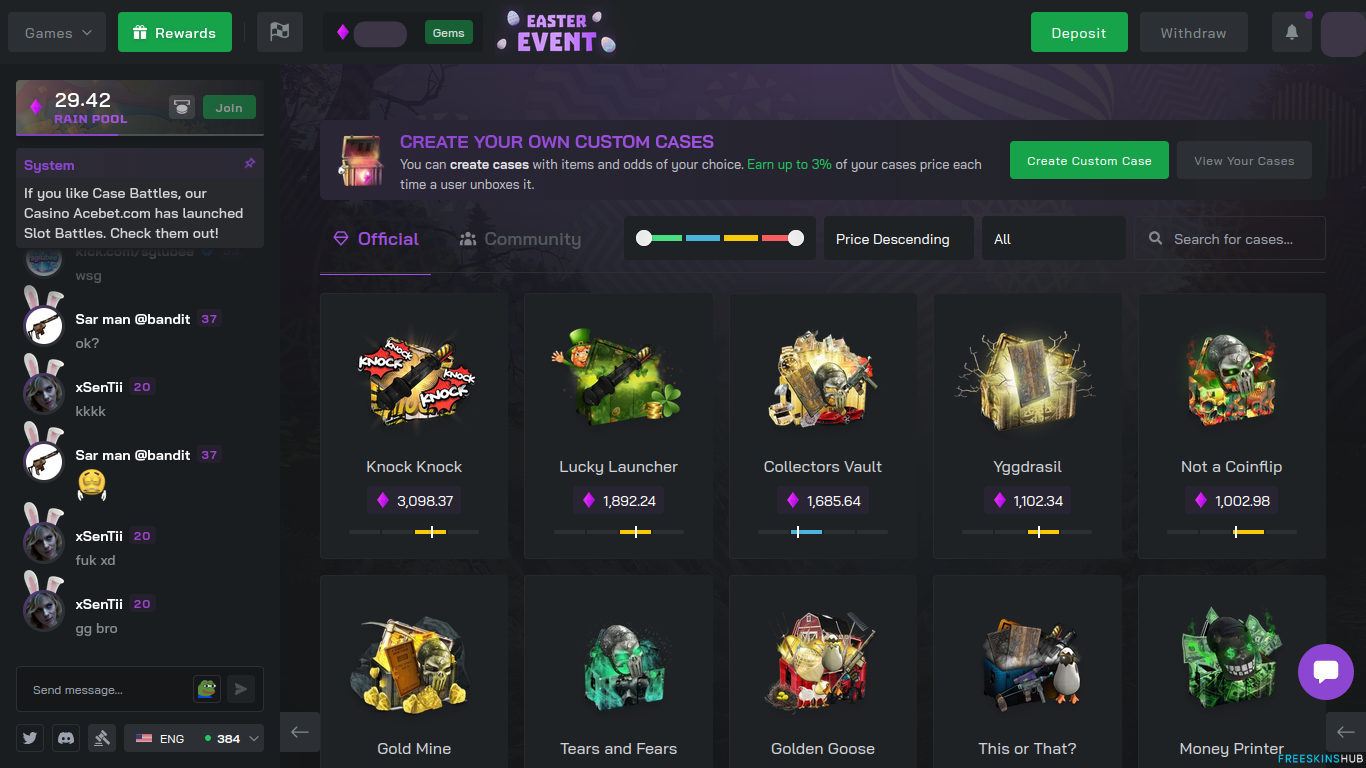 RustClash case opening feature