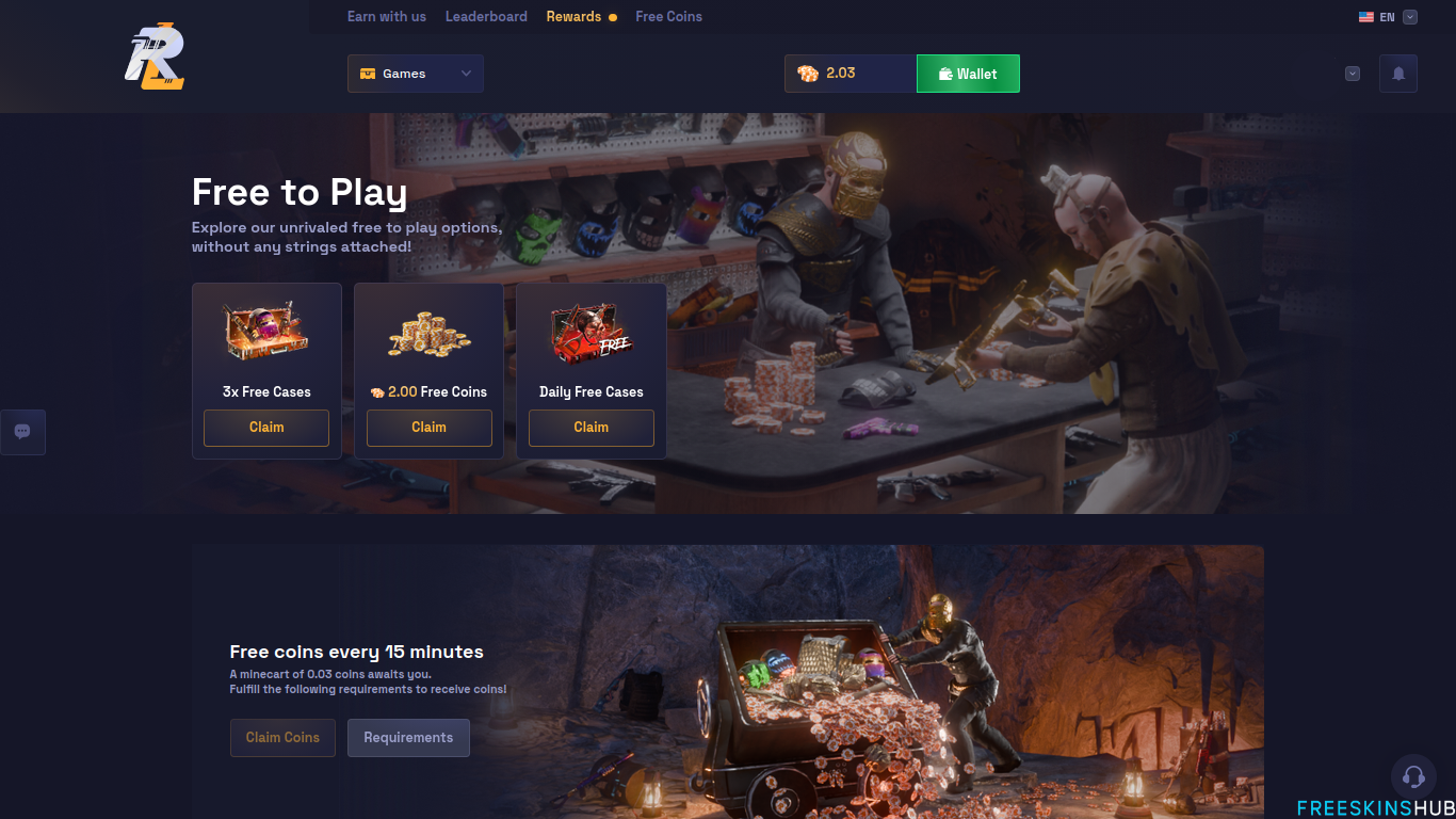 RustyLoot free cases and free coins rewards
