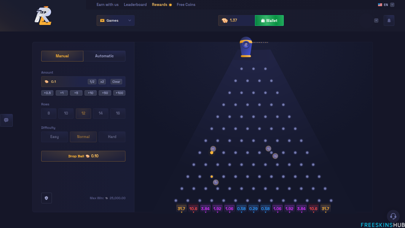 RustyLoot Plinko game