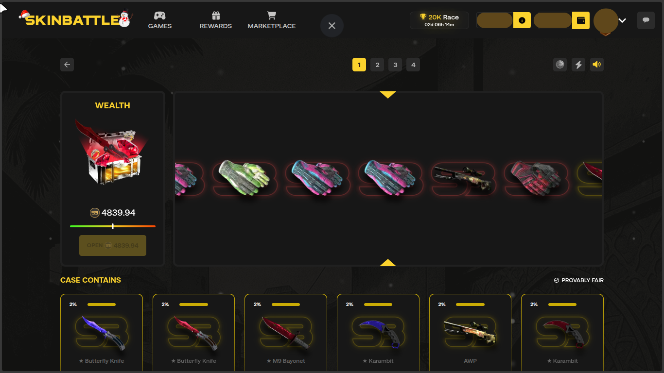 Skinbattle case opening content