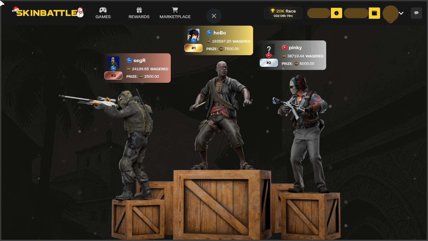 Skinbattle 20K race leaderboard