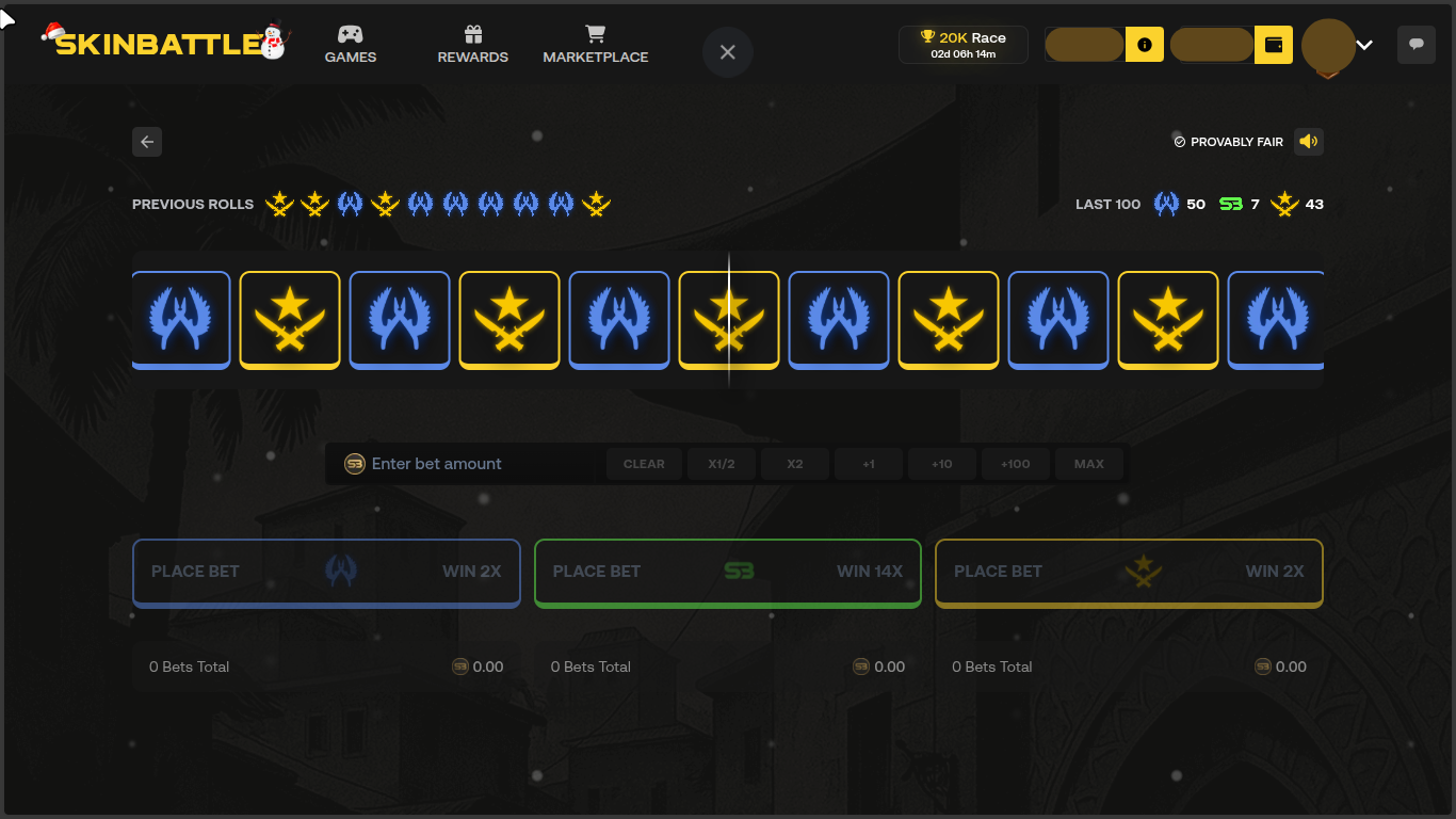 Skinbattle roulette game