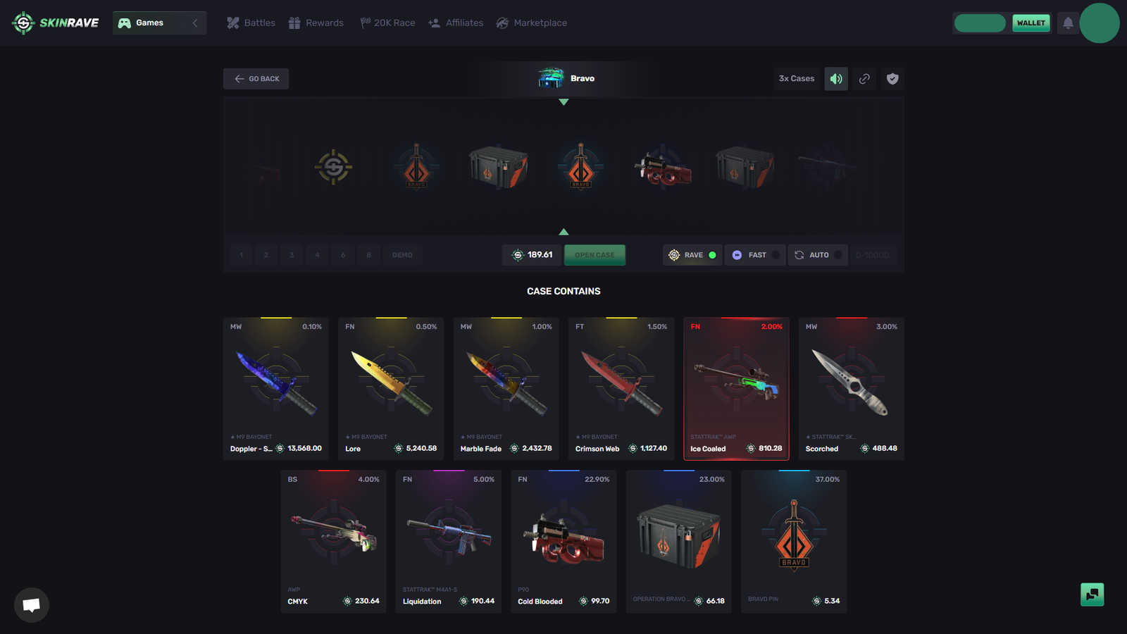 SkinRave Case opening content